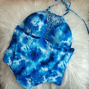 Tie Die Lace Up Bathing Suit